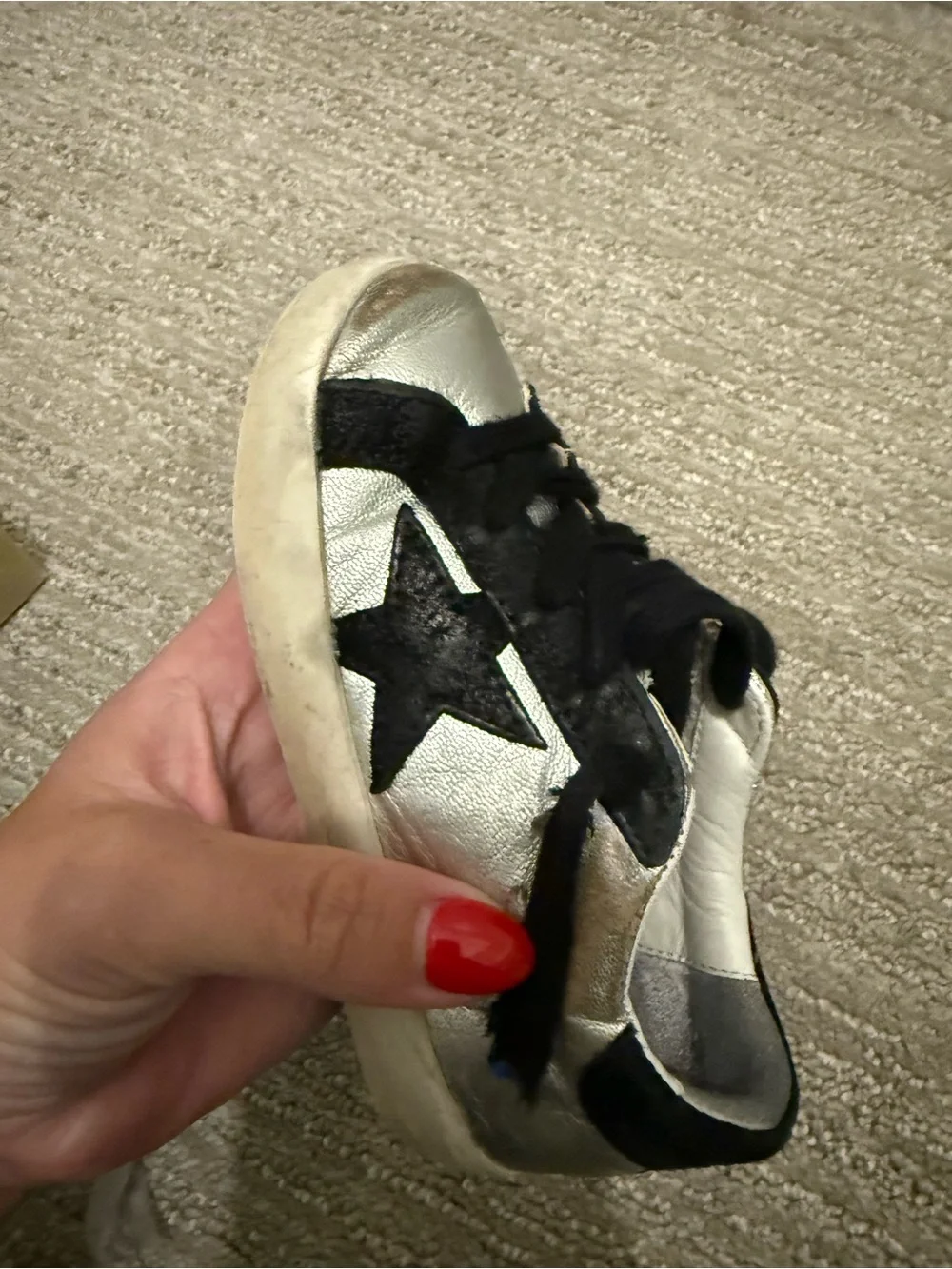 Golden Goose Kids Silver and Black Low-Top Sneakers
